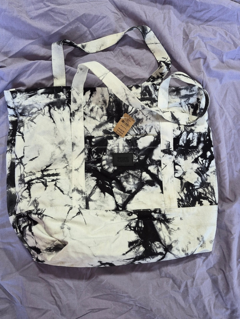 *NEW* Victoria's Secret Black and White Tie-Dye Canvas Tote